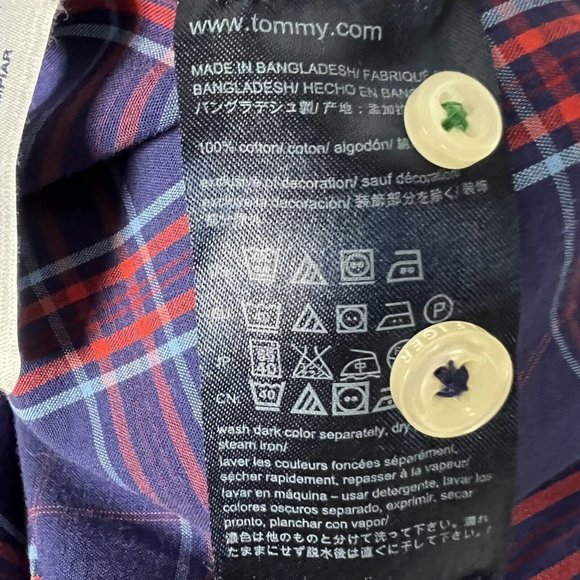Tommy Hilfiger Mens Large Long Sleeve Shirt Blue Plaid Button Down Classic Fit - Picture 5 of 7